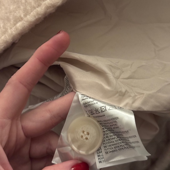 H&M Twill Coat Light Beige Cream Button Closure Oversized Size XXL 2XL - Picture 7 of 7